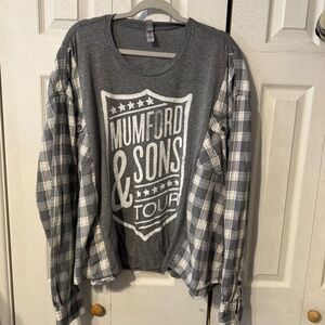 Mumford & Sons Upcycled T-Shirt & Flannel - Read Measurement for Accurate Sizing